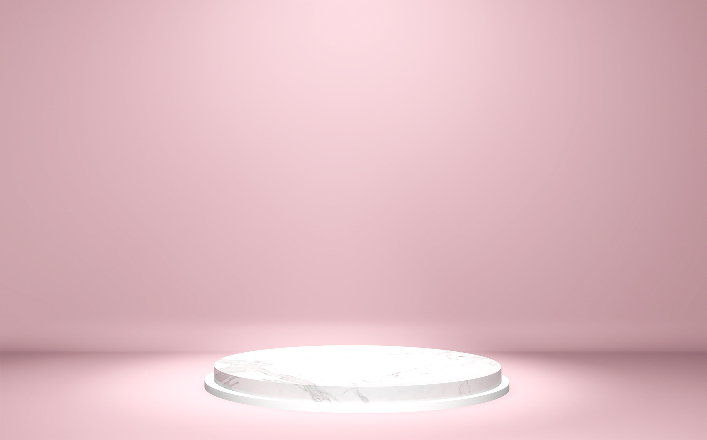 3D Render of White Podium on Pink Background